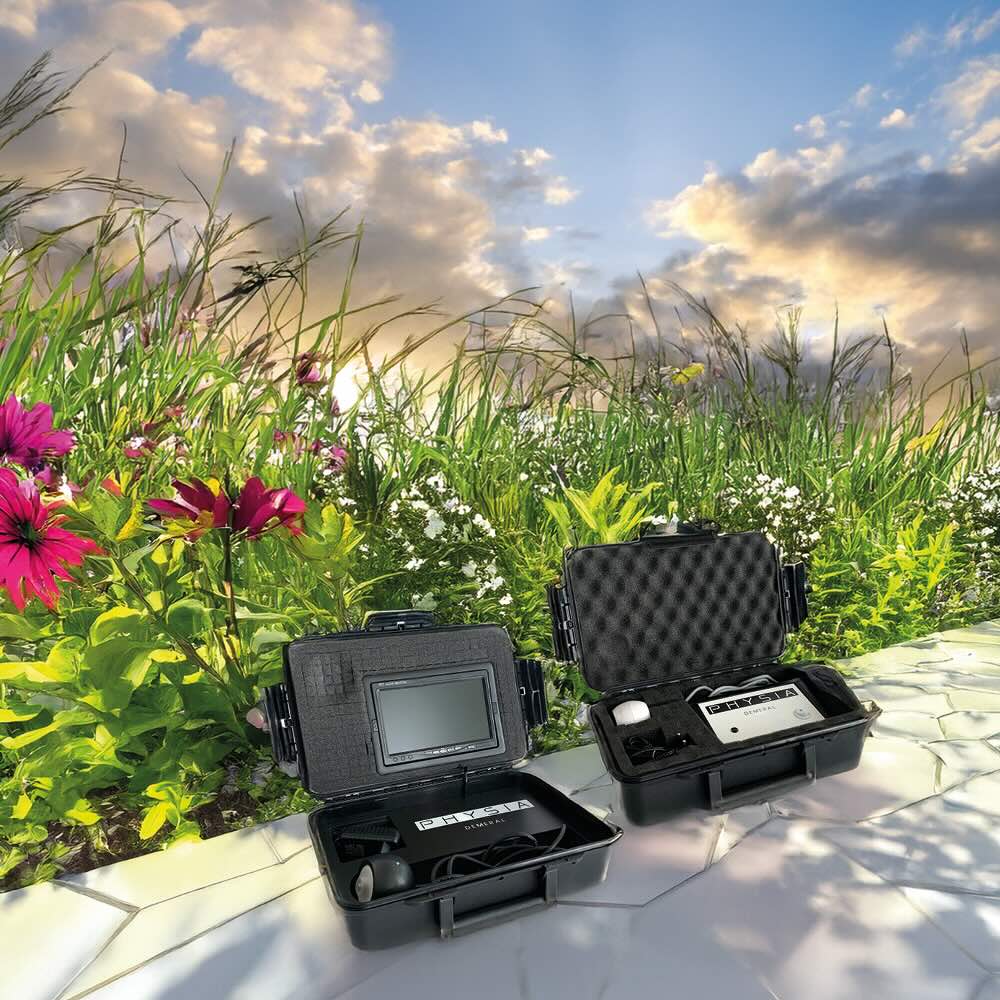 Immagine di 2 tricocamere, visori per evidenziare le anomalie del cuoio capelluto, in un contesto naturale